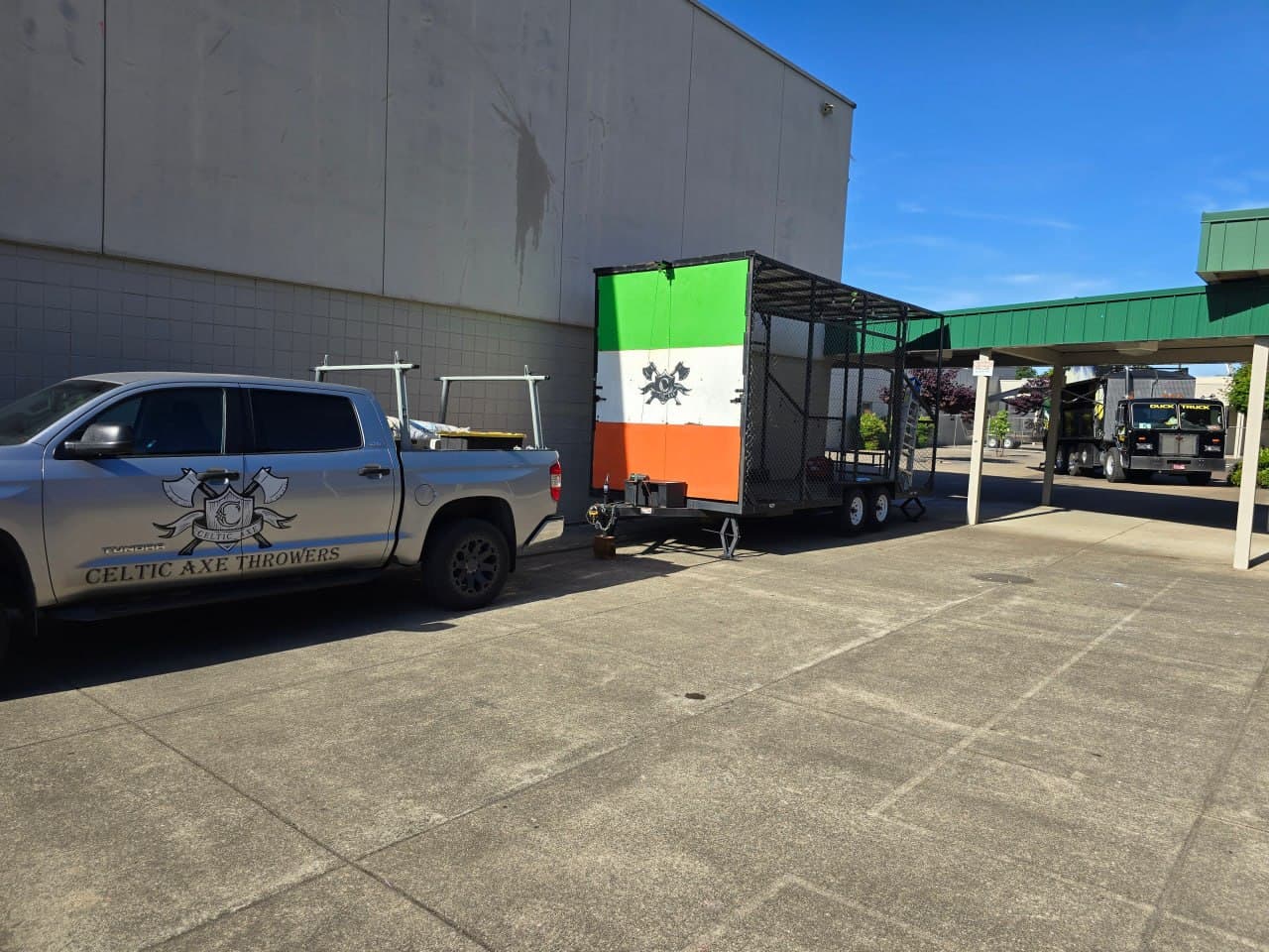 Celtic Axe mobile trailer parked and ready for an event